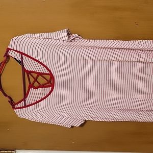 Ambiance Criss Cross Back Striped Tunic Tee